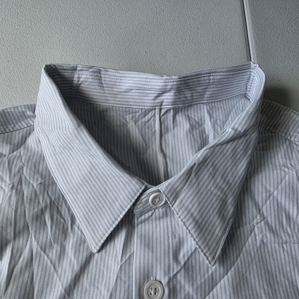 Lululemon Dress Shirt Mens Large White Gray Stripe Button Down Long Sleeve
